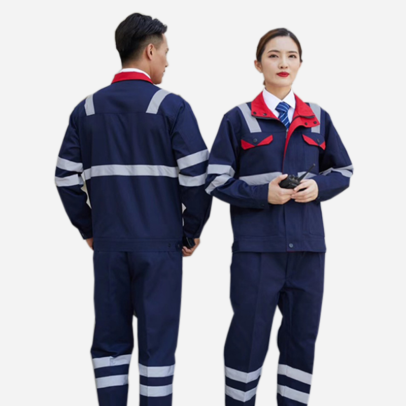 工作服套裝長(cháng)袖男女反光薄款滌棉耐磨車(chē)間廠(chǎng)服定制logo勞保服工裝